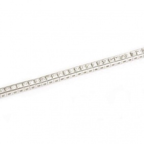 18k White Gold Princess Cut Diamond Line Bracelet 3.25ct